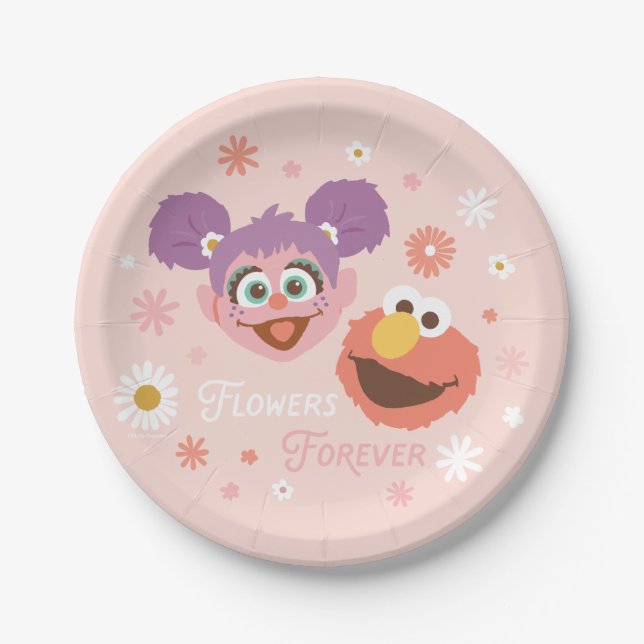 Assiettes En Carton Abby Cadabby & Elmo | Fleurs pour toujours (Devant)
