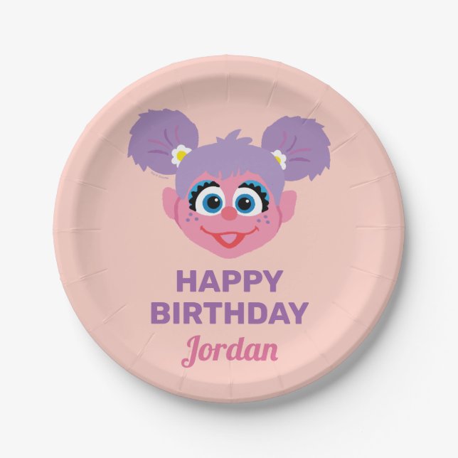 Assiettes En Carton Abby Cadabby | Face de fleurs | Joyeux anniversair (Devant)