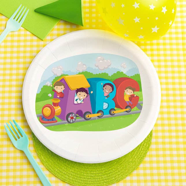 Assiettes En Carton ABC Alphabet Train avec enfants amusant éducatif (Créateur téléchargé)