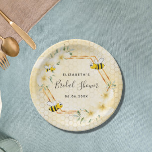 Assiettes En Carton Abeille bourdon jaune nid d'abeille floral douche 