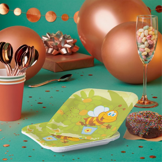 Assiettes En Carton Abeille Heureuse (Créateur téléchargé)