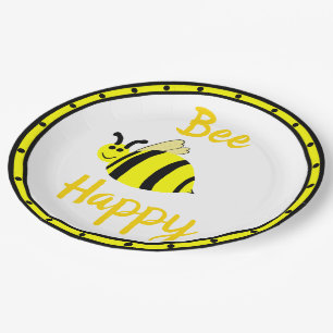 Assiettes En Carton Abeille Joyeuse Bumble Jaune Bee