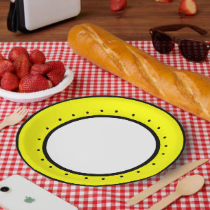 Assiettes En Carton Abeille Joyeux Pois noirs Jaunes