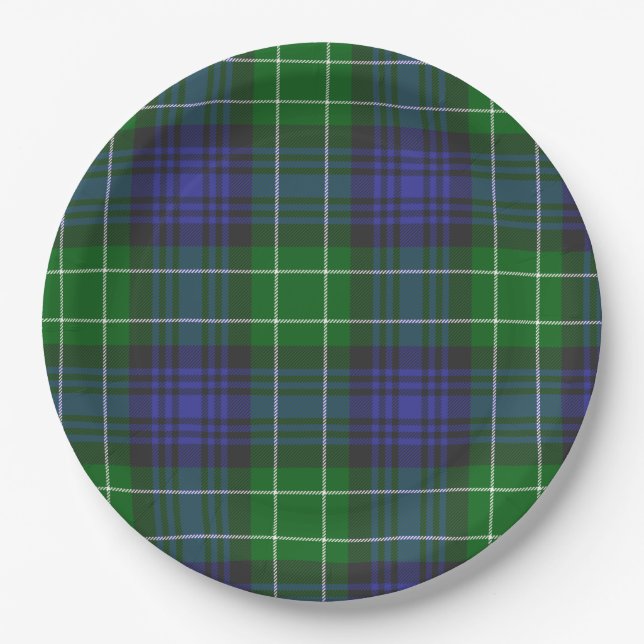 Assiettes En Carton Abercrombie Blue Green Tartan Plaid Scottish (Devant)