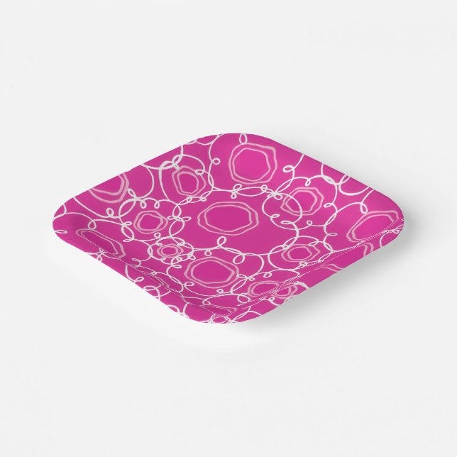 Assiettes En Carton Abstract Floral Matrix (Hot Pink) Fine Art (Angulaire)