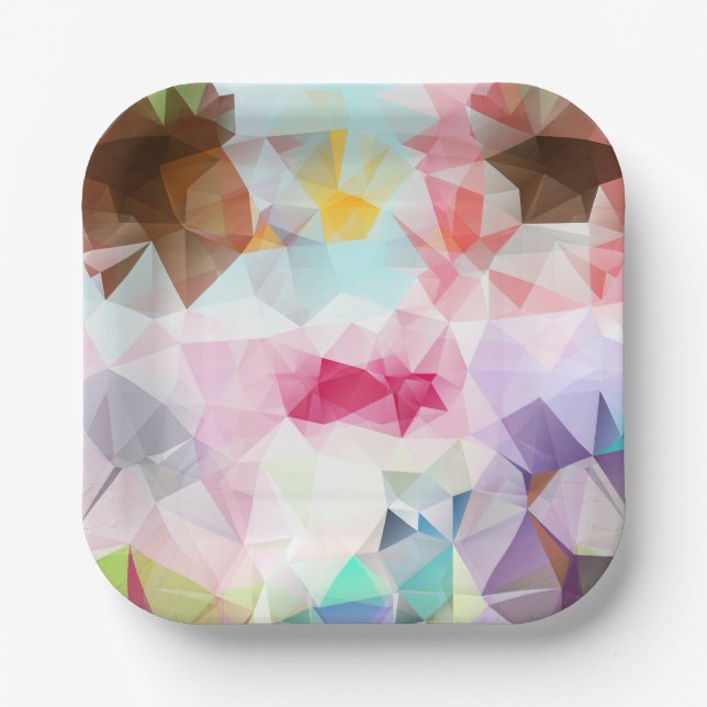 Assiettes En Carton Abstract Geometric Low Poly Mosaic (Recto)