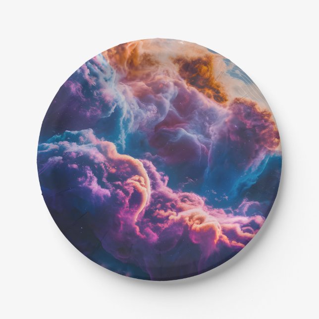 Assiettes En Carton Abstract Space Nebula Art - Colorful Cosmic (Devant)