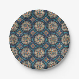 Assiettes En Carton Abstrait coloré ethnique floral mandala motif de