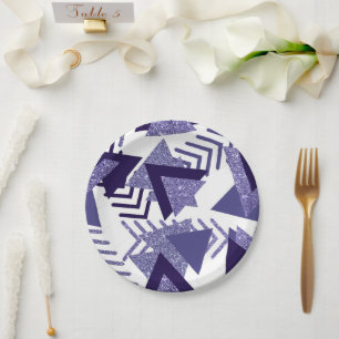 Assiettes En Carton abstrait Cool des années 80   Motif de formes de p