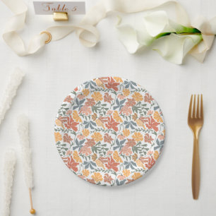 Assiettes En Carton Abstrait Floral & Oiseaux Mi-siècle Motif moderne
