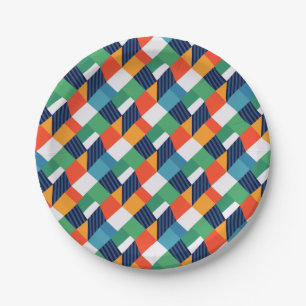 Assiettes En Carton Abstrait Géométrique Multicolore Gras