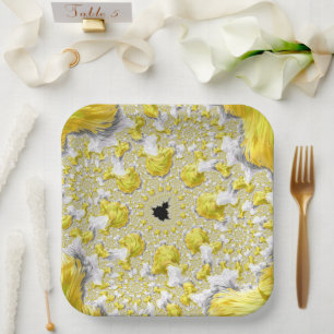 Assiettes En Carton Abstrait Gold Fractal