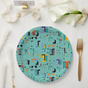 Assiettes En Carton Abstrait maya anciens visages motif 1