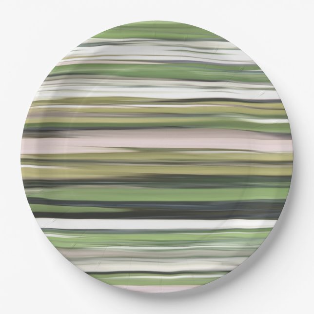 Assiettes En Carton Abstrait n° 2 : Flou vert olive (Devant)