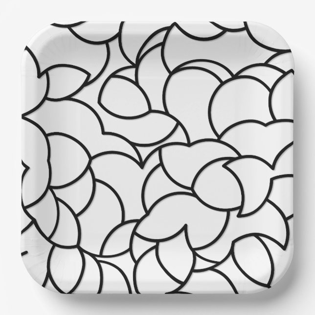 Assiettes En Carton Abstrait noir et blanc (Recto)