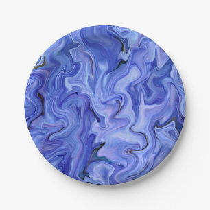 Assiettes En Carton Abstraite de soie bleue