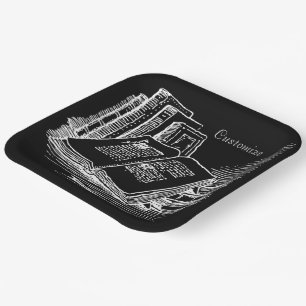 Assiettes En Carton Académie Noire Et Blanche