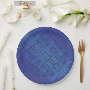 Assiettes En Carton Acceptation   Motif de Blue Indigo Violet Shibori