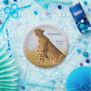 Assiettes En Carton Accessoire de fête d'anniversaire Cheetah personna