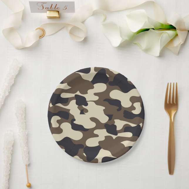 Assiettes En Carton Accessoires Camouflage (Mariage)