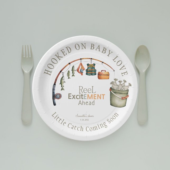 Assiettes En Carton Accroché sur Baby Love mignon Baby shower rustique (Créateur téléchargé)