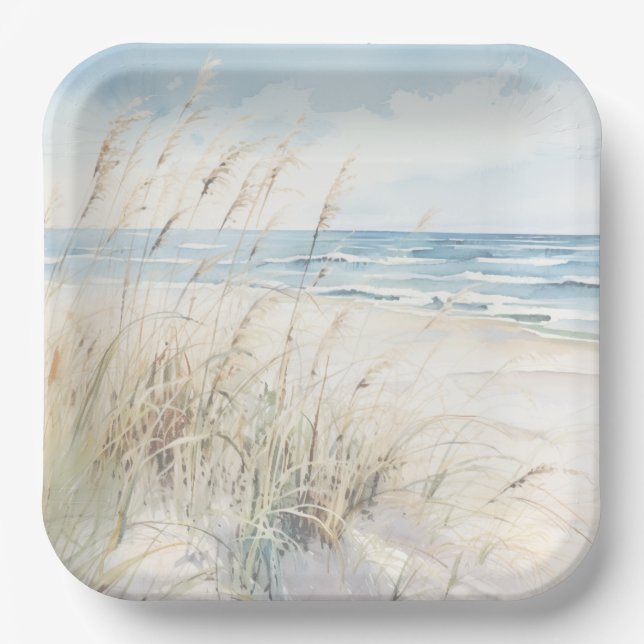 Assiettes En Carton Accueil de Fête de Fiançailles à l'Aquarelle Bord  (Recto)