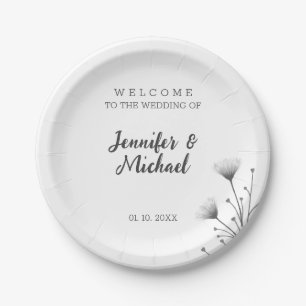 Assiettes En Carton Accueil minimaliste Mariage de calligraphie modern