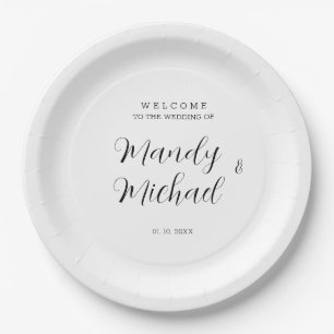 Assiettes En Carton Accueil minimaliste Mariage de calligraphie modern