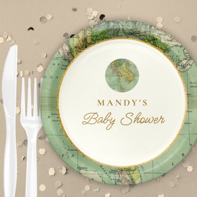 Assiettes En Carton Accueil personnalisé au Baby shower mondial (Créateur téléchargé)