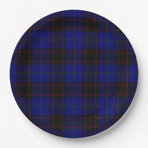 Assiettes En Carton Accueil tartan bleu noir plaid