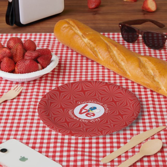 Assiettes En Carton Açores drapeau rouge AMOUR Personnalisé (Pique-nique)