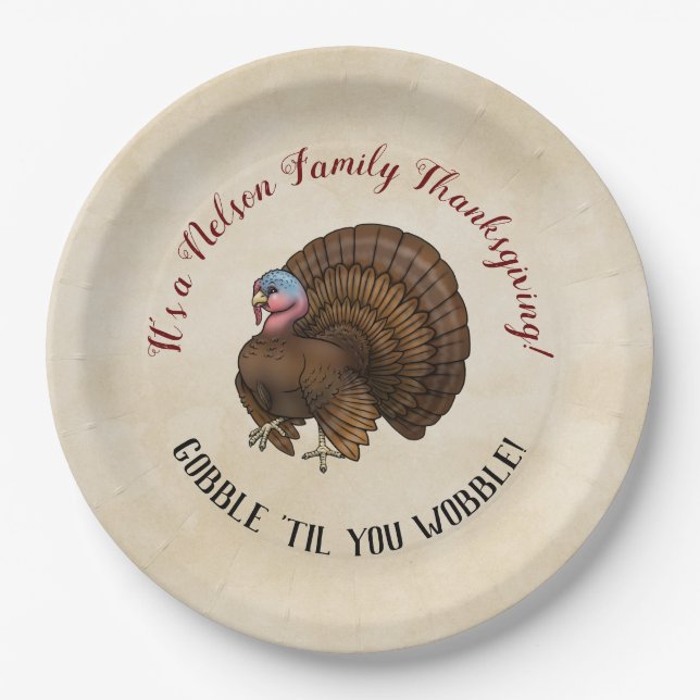 Assiettes En Carton Action de grâces familiales "Gobble "Jusqu'à ce qu (Devant)