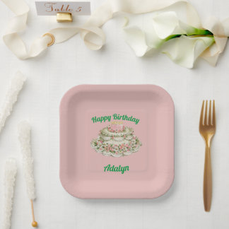 ASSIETTES EN CARTON ADALYN ~ GÂTEAU D'ANNIVERSAIRE VINTAGE ~