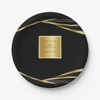 Assiettes En Carton Add logo Gold and Black corporate event 