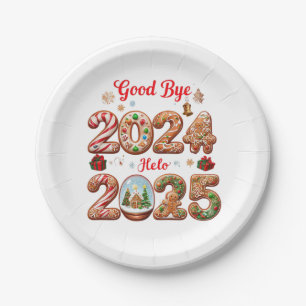 Assiettes En Carton Adieu 2024 Bonjour 2025 Bonne année Design