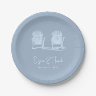 Assiettes En Carton Adirondack Chaises De Plage Dusty Bleu Blanc Rusti