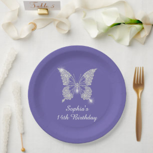 Assiettes En Carton Ado B'day, Nom du papillon diamant Age, Périwinkle