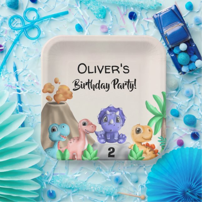 Assiettes En Carton Adorable Baby Dinosaures fête d'anniversaire (Fête)