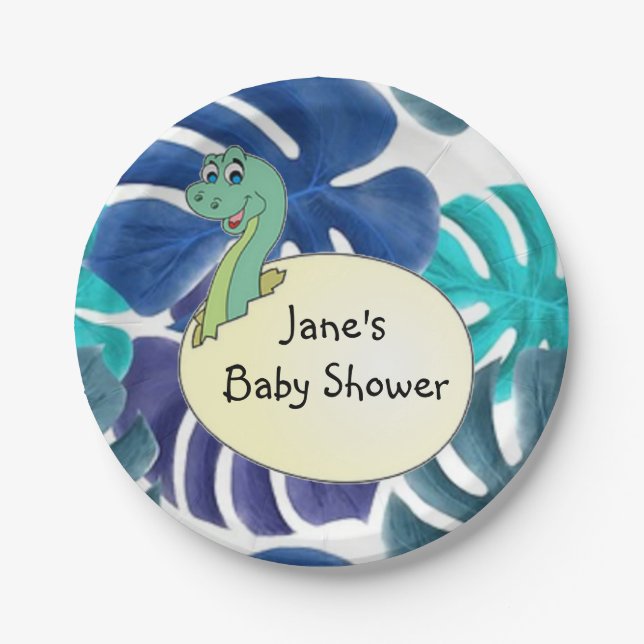 Assiettes En Carton Adorable Baby shower Dinosaur  (Devant)