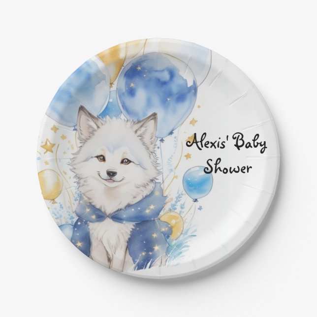 Assiettes En Carton Adorable Baby shower Loup Pup (Devant)