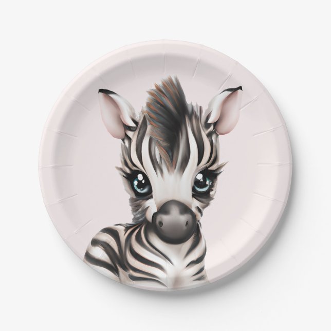 Assiettes En Carton adorable bébé Zebra (Devant)