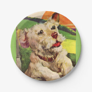 Assiettes En Carton adorable chien de terrier des années 1940