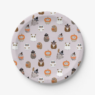 Assiettes En Carton Adorable Chouette d'Halloween Motif