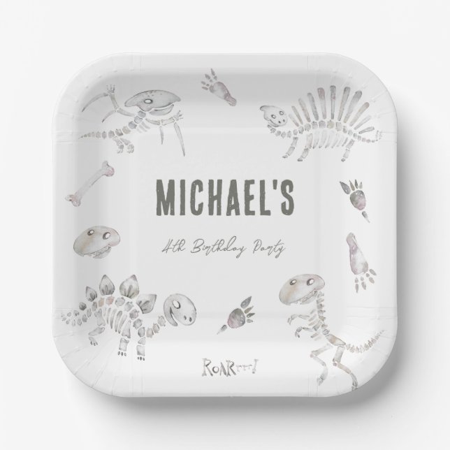 Assiettes En Carton Adorable Dino Dig Anniversaire (Recto)