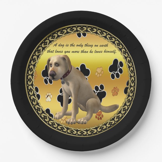 Assiettes En Carton Adorable dog sitting with a cute fun quote (Devant)