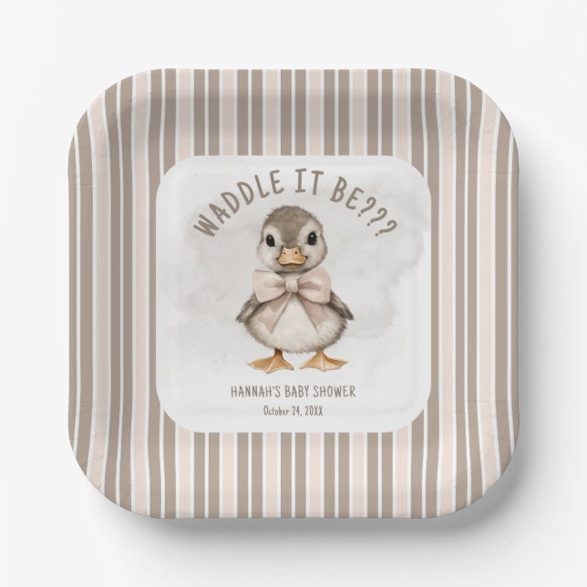 Assiettes En Carton Adorable Duckling Waddle It Be Baby Shower (Recto)