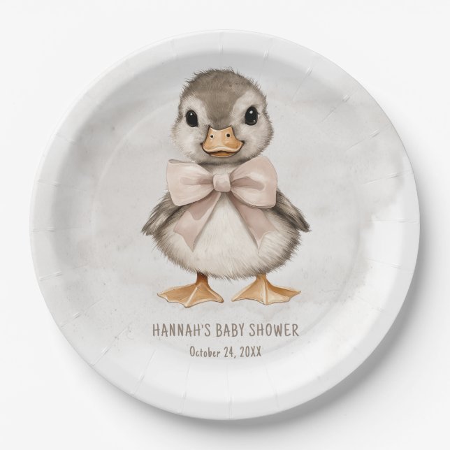 Assiettes En Carton Adorable Duckling Waddle It Be Baby Shower (Devant)