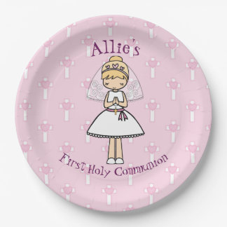 Assiettes En Carton Adorable First Holy Communion blonde nom de fille