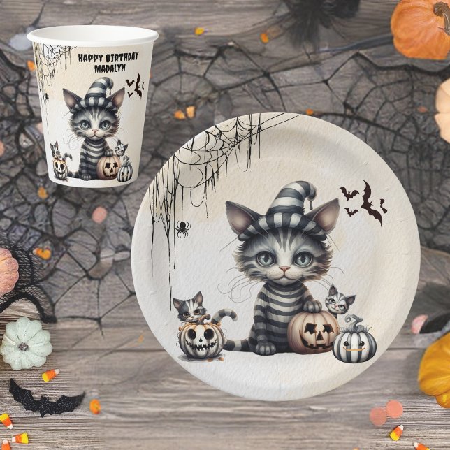 Assiettes En Carton Adorable Halloween Éffrayant Kitten (Créateur téléchargé)
