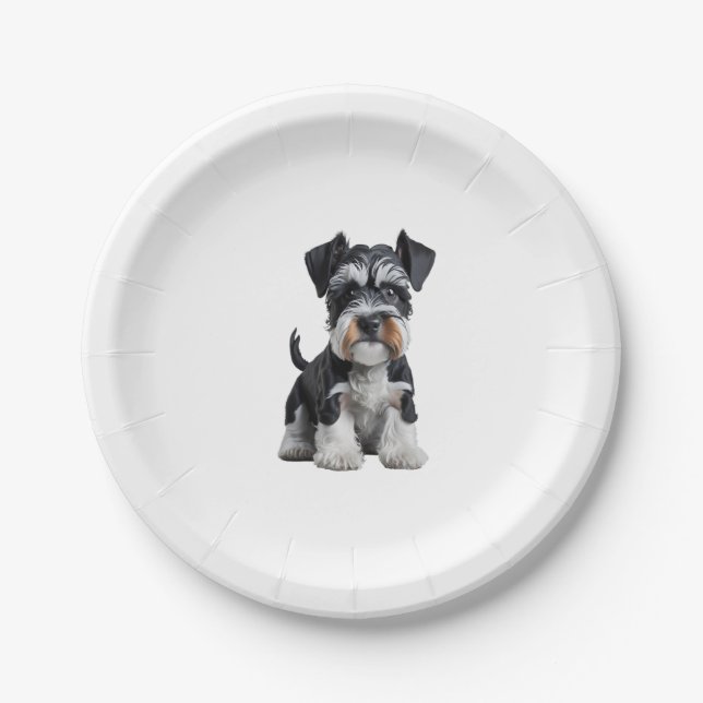 Assiettes En Carton Adorable HD miniature Schnauzer Portrait de chiot  (Devant)
